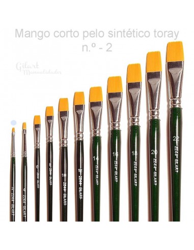 Pincel plano Gilart serie 2244 N.º 2, pelos Toray rubio y mango corto.