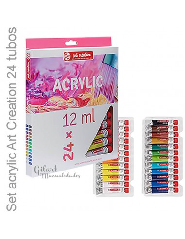 Set Acrílico Talens Art Creation, 24 tubos de 12 ml, perfectos para proyectos artísticos con colores vibrantes y duraderos.