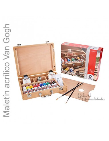 Maletín de madera con pinturas acrílicas Van Gogh, incluye 10 tubos de 40 ml. La elección ideal para tus proyectos creativos.