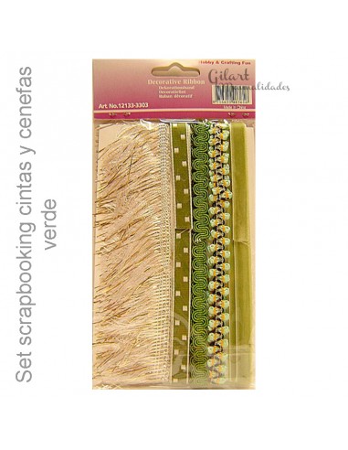 Cintas y cenefas decorativas verdes para scrapbooking, set de 90 cm.