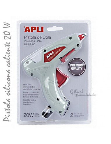 Pistola de cola 20 W para manualidades, con 2 barras de cola de 7.5 mm y adhesión rápida.