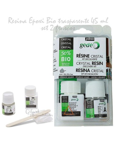 Resina epoxi cristal Pébéo Gédéo 45 ml kit, fácil de usar y sin burbujas.