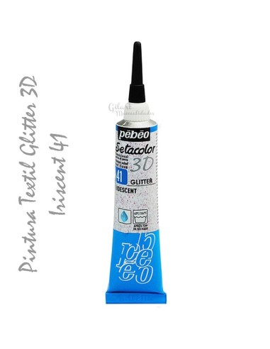 Pintura textil Glitter 3D 20 ml Pebeo, brillo y relieve | Gilart