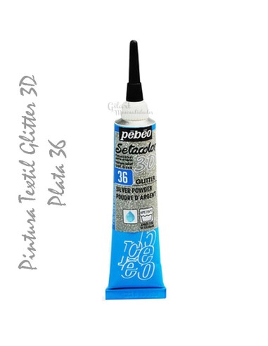 Pintura textil Glitter 3D 20 ml Pebeo, brillo y relieve | Gilart