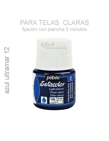 Pintura textil Setacolor Tejidos Claros 45 m Pebeo para aplicar con pincel o aerógrafo.