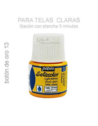 Pintura textil Setacolor Tejidos Claros 45 m Pebeo para aplicar con pincel o aerógrafo.