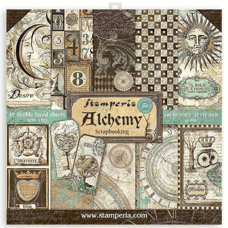 Stamperia bloc scrapbooking 10 hojas 30.5x30.5 Alchemy SBBL34