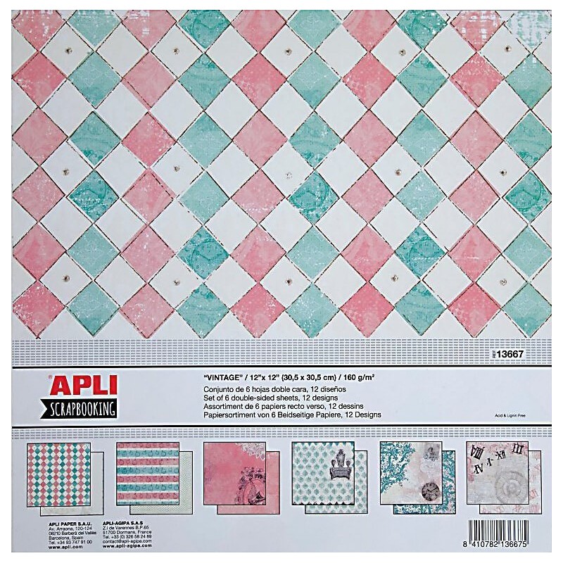 Papel scrapbooking vintage Apli 305 x 305 mm 13667