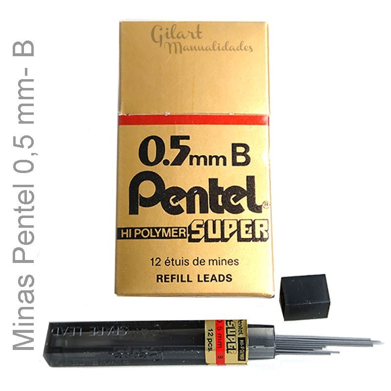 Minas Pentel 0.5 mm B súper hi-Polymer tubo12 minas