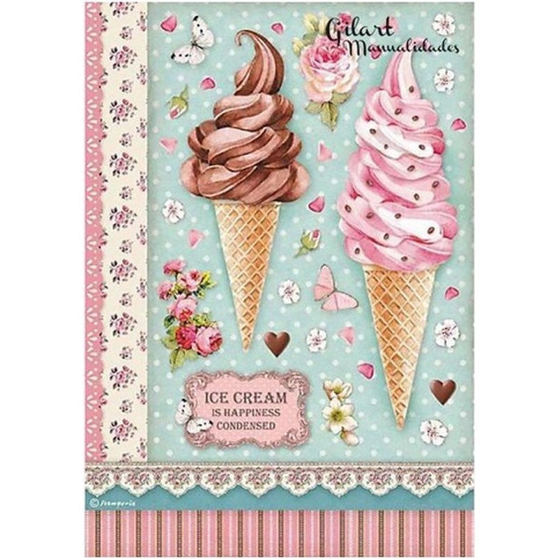 Papel de arroz Stamperia A4 - Ice Cream DFSA4504