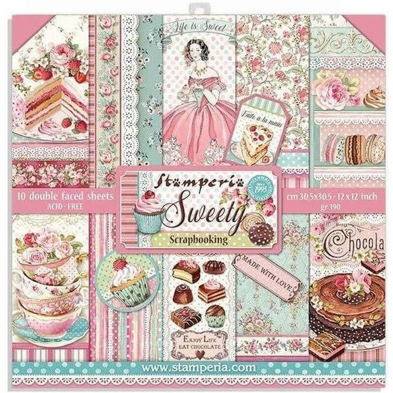 Stamperia bloc scrapbooking 10 hojas 30.5x30.5 Sweety SBBL78